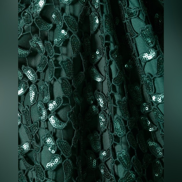 NEW Boston Proper Deep Emerald Sequin Lace High Mock Neck Sheath Dress Size 4 - Picture 16 of 16